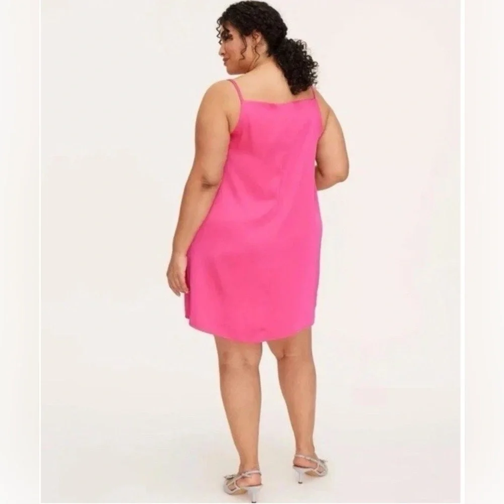 Kate Spade 90s Vibrant Pink Mini Tank Shift Dress with Bows Silky Womens Size 1X